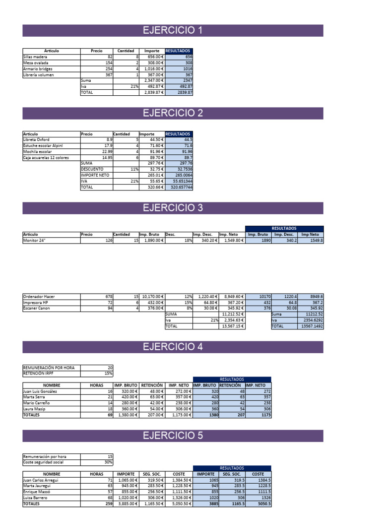 Exercicis Excel Pdf Microsoft Excel Arco Iris