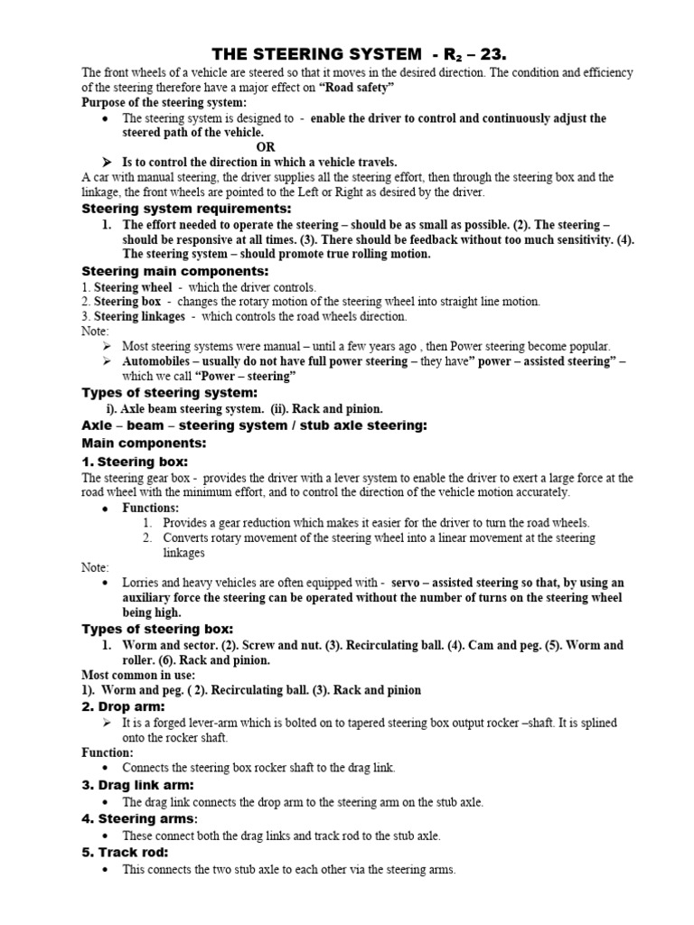 Understanding Vehicle Steering Systems | PDF | Steering | Axle