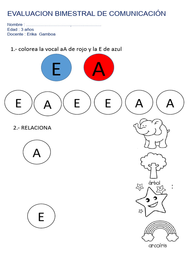 Evaluación de Comunicación para 3 Años | PDF | Artes del Lenguaje y ...