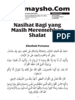 Khutbah Jumat Nasihat Bagi Yang Meremehkan Shalat