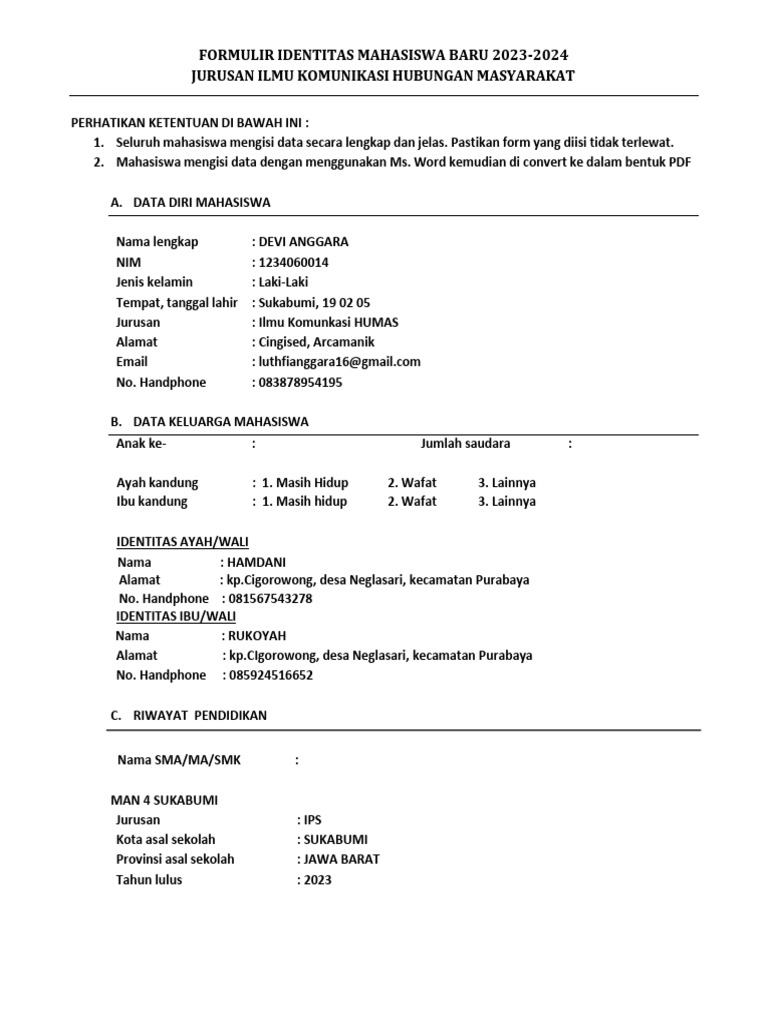Proses pergeseran identitas pelajar ke mahasiswa