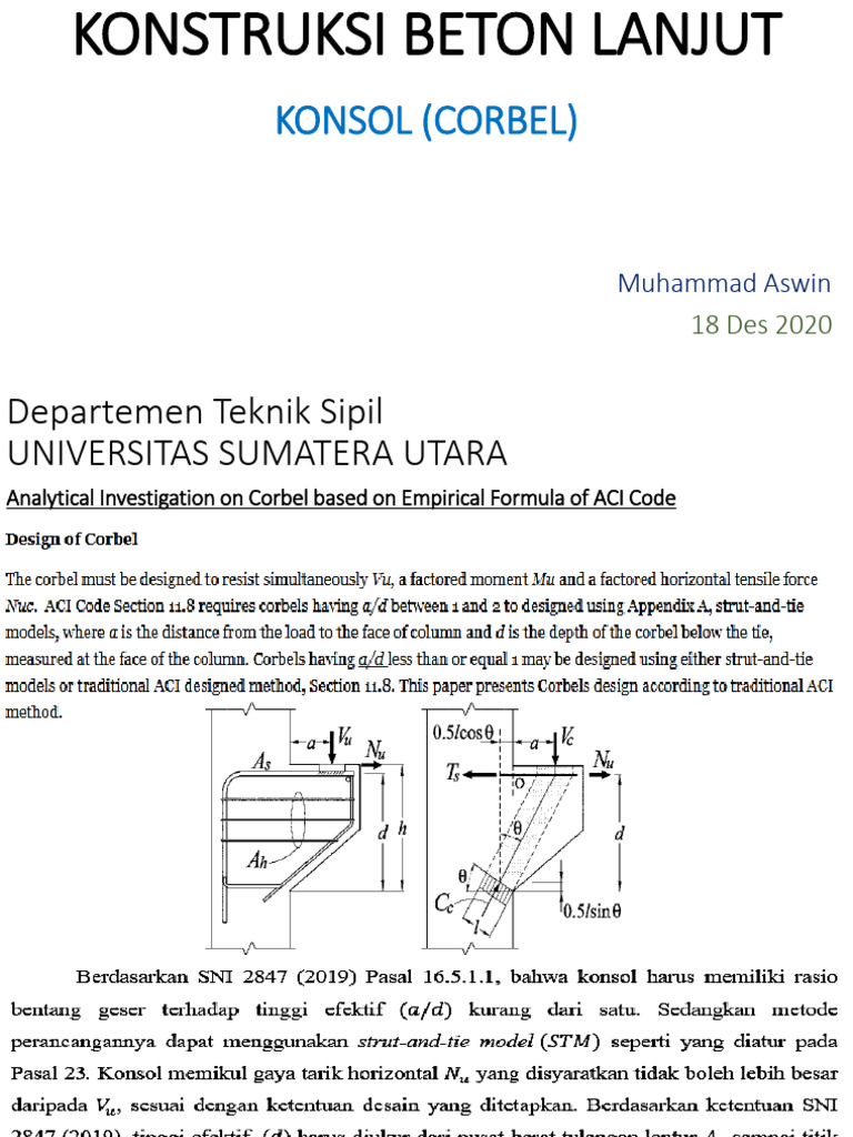 Analisis Corbel Beton ACI Code | PDF