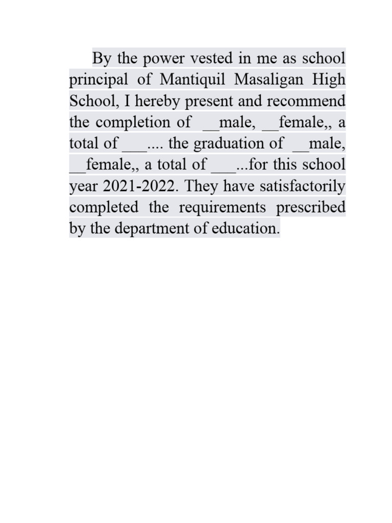By the power vested in me as school principal of mantiquil masaligan