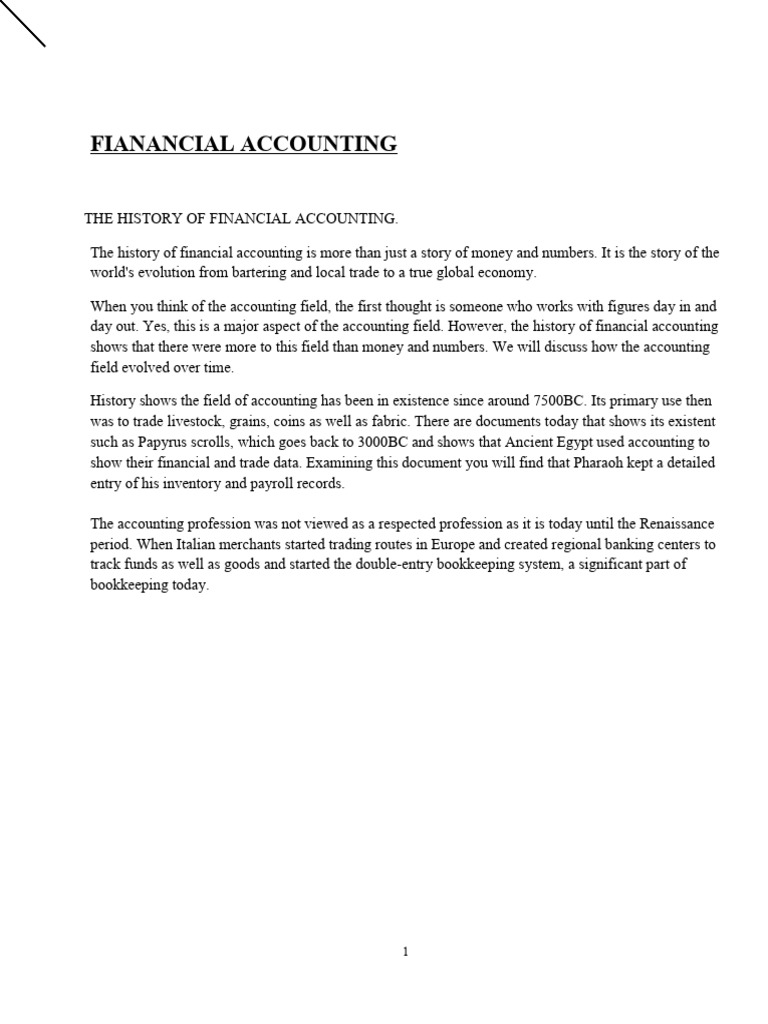 History and Importance of Financial Accounting | PDF | Equity (Finance ...