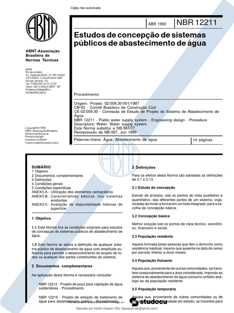 NBR-12211 - 1992 - Estudos de Concepcao de Sistemas Publicos de ...