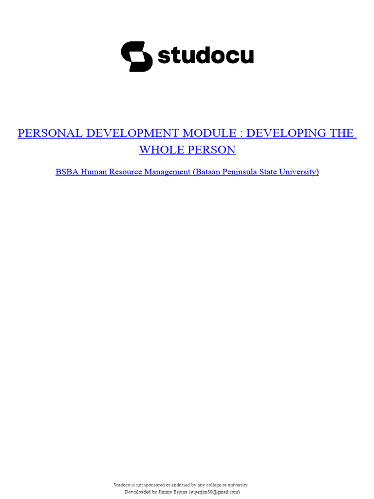 Personal development module developing the whole person pdf