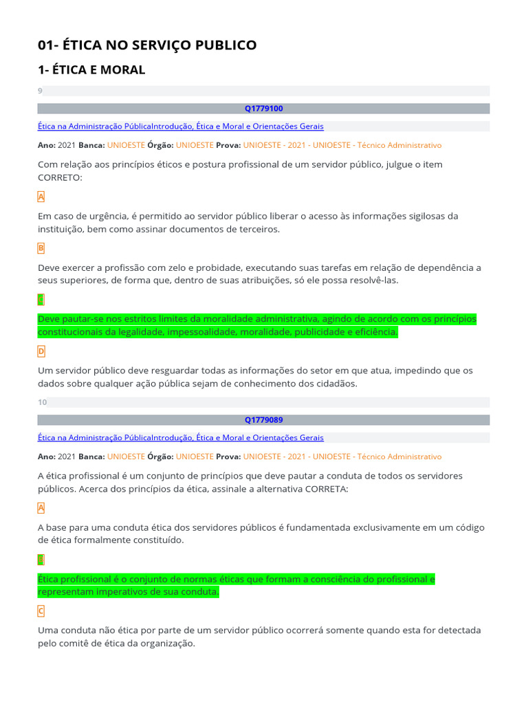 Ética no Serviço Público: Princípios e Práticas | PDF | Moralidade ...