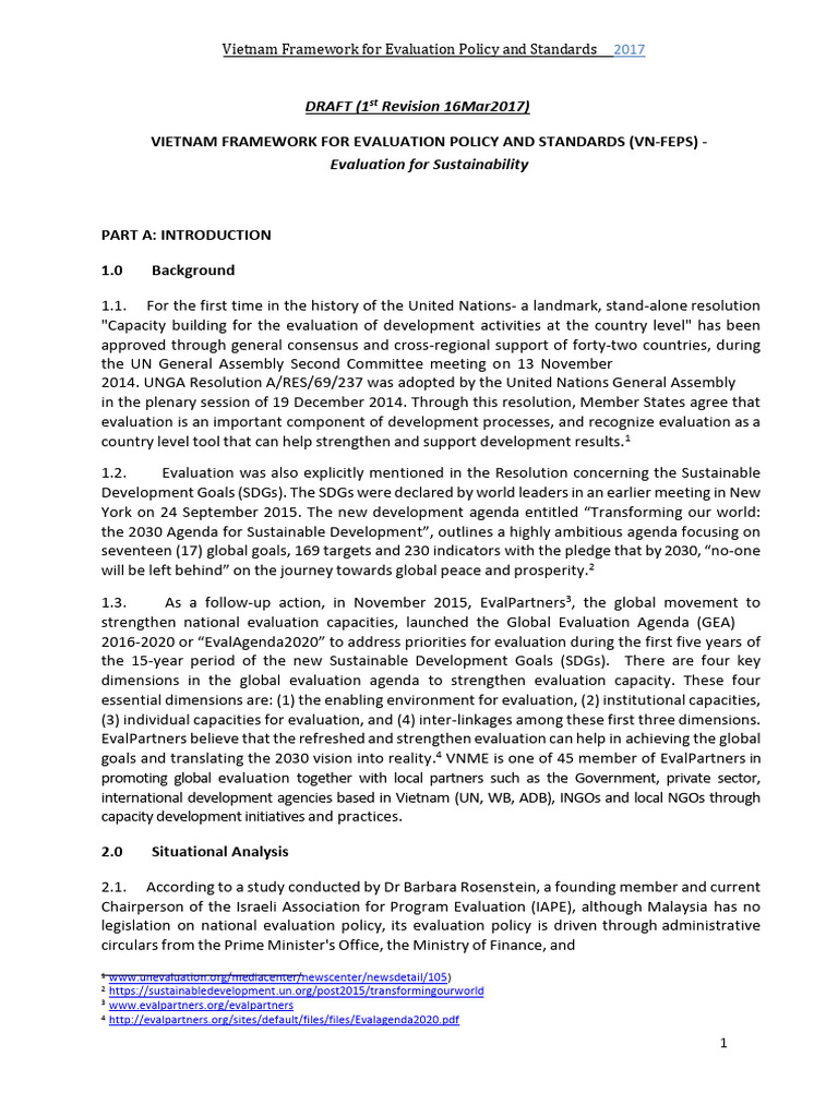 Vietnam Evaluation Policy Framework 2017 | PDF | Evaluation | Policy