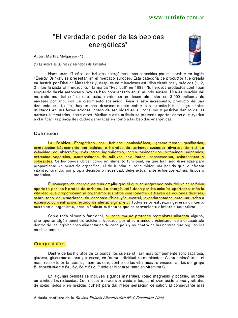 El Poder de Las Bebidas Energéticas | PDF | Cafeína | Metabolismo