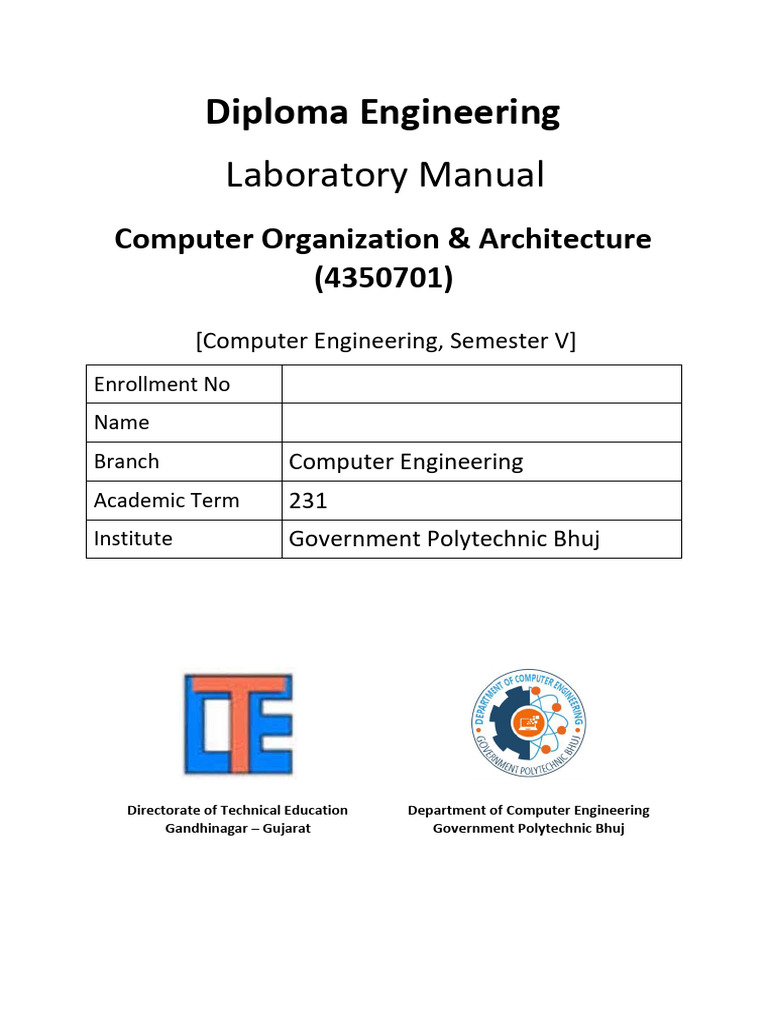 Diploma Engineering Laboratory Manual PDF Central Processing Unit