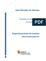 Especificaciones de Examen de Nivel Intermedio B1 Portugués