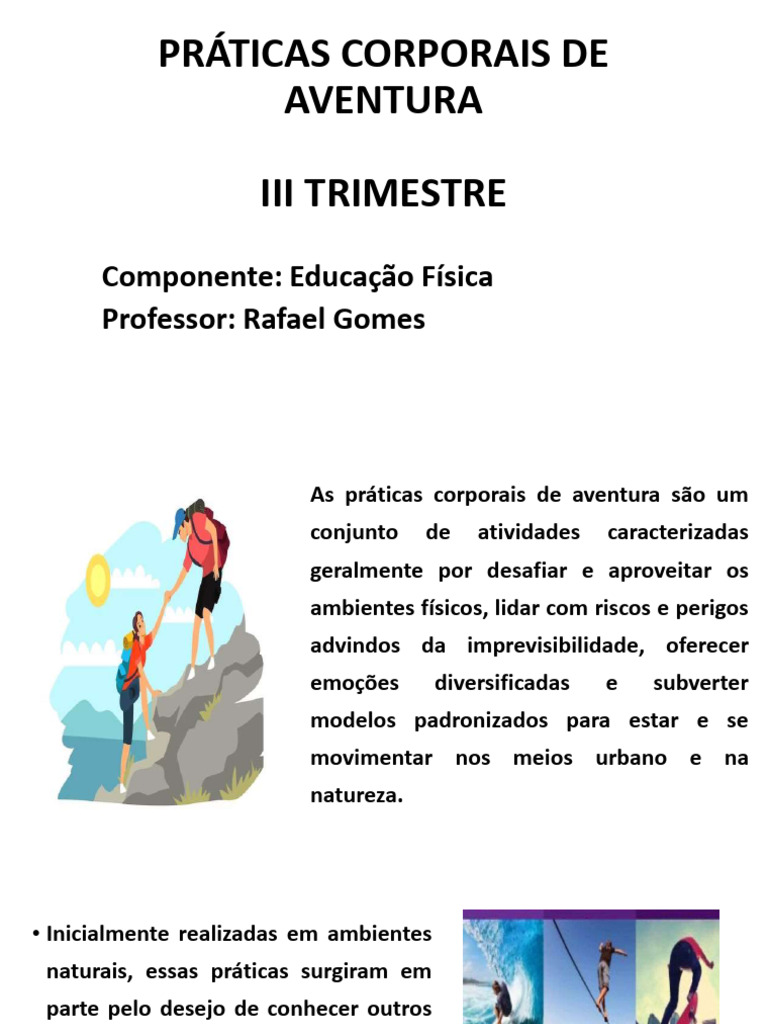 Práticas Corporais de Aventura: Tipos e Objetivos | PDF | Bem-estar