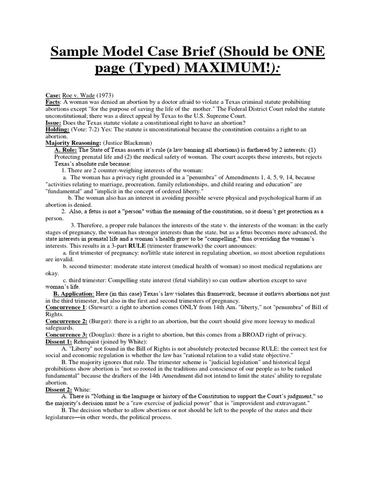 Sample Model Case Brief PDF Justice Crime & Violence