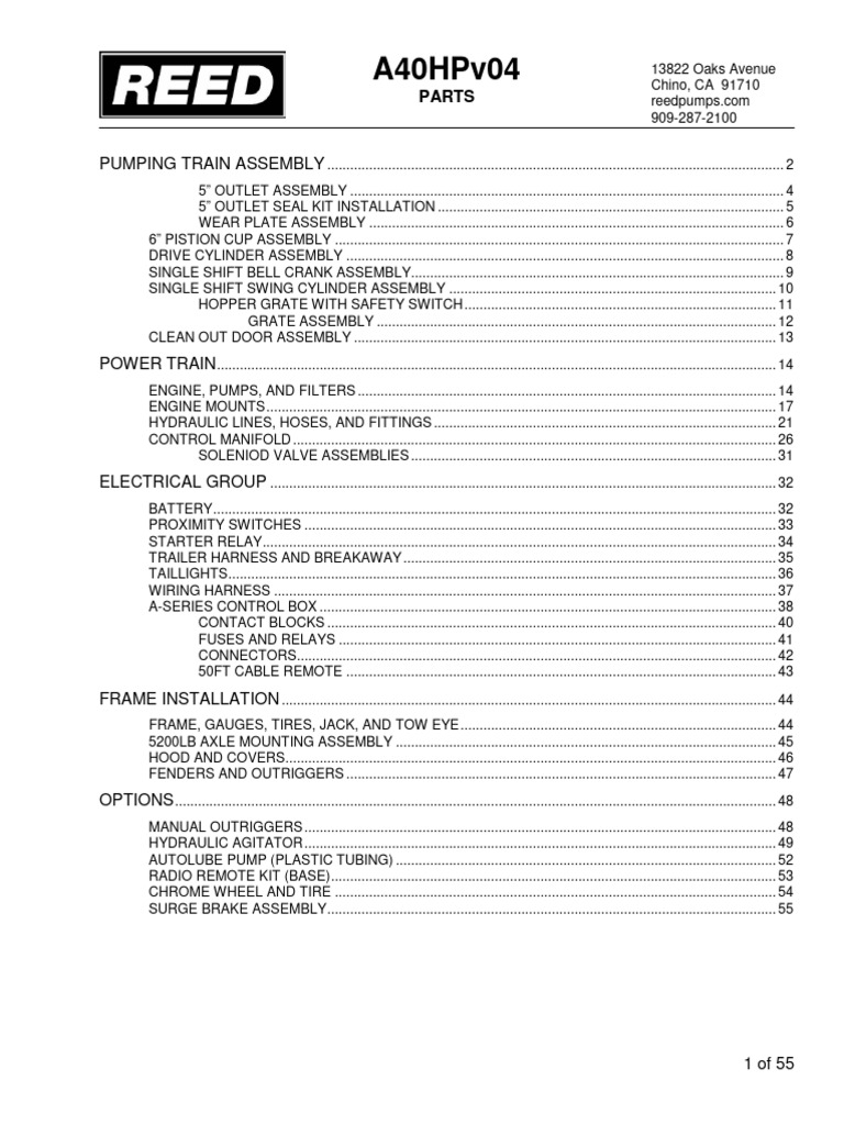 Manual de Partes A40HP REED V004 | PDF | Pipe (Fluid Conveyance) | Piston