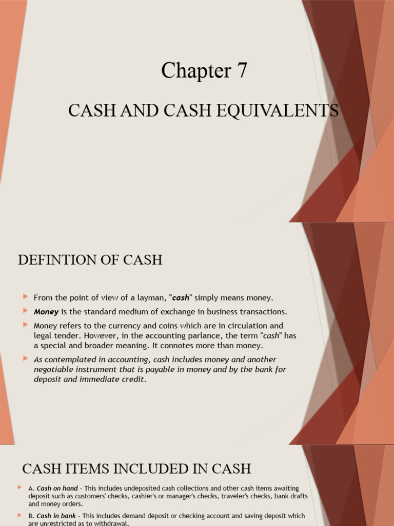 Chapter7 Cash and Equivalents Copy PDF Cheque Money