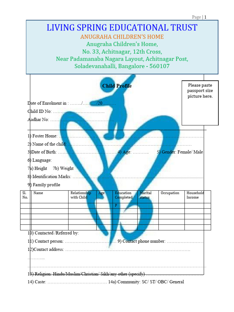 Child Profile Format Final 1 | PDF