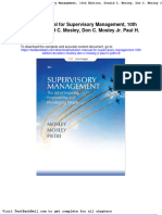 Solution Manual For Supervisory Management 10th Edition Donald C Mosley Don C Mosley JR Paul H Pietri 2