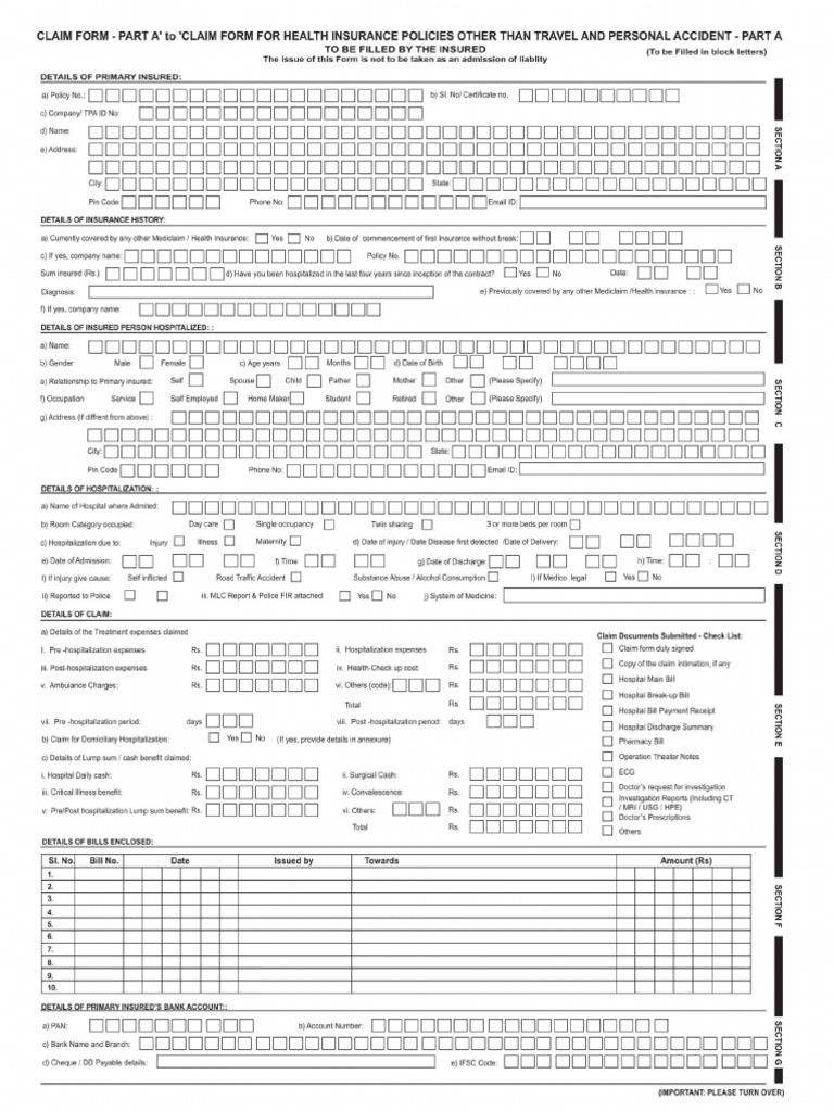 Claim Form Part A PDF