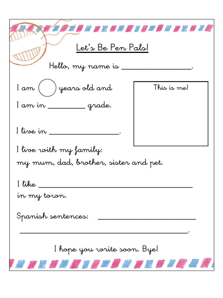 pen pal introduction template | pdf | language arts & discipline