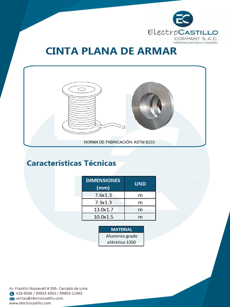 Cinta Plana de Armar de Aluminio | PDF