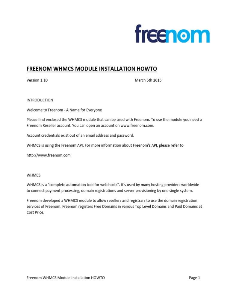 Whmcs Freenom Module Installation Howto Version110 2 | PDF ...