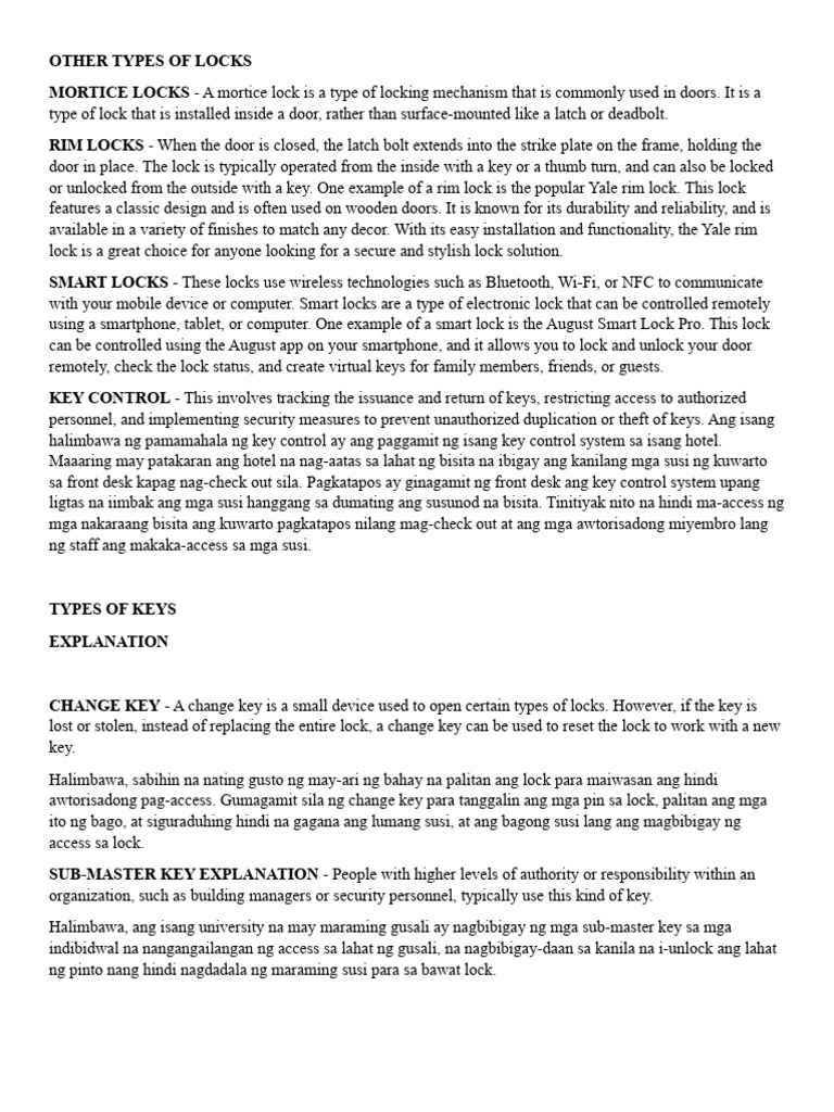 Other Types of Locks PDF Physical Security Information And