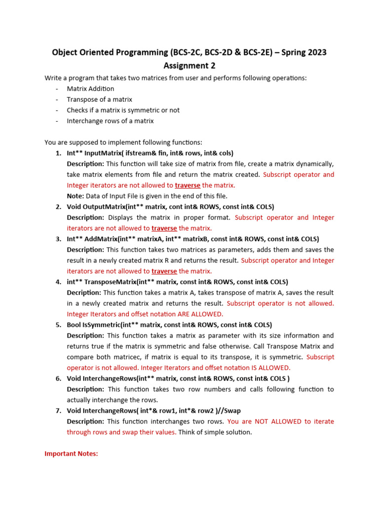 5.3 - Assignment 2 - Matrix | PDF | Matrix (Mathematics) | Computer Program