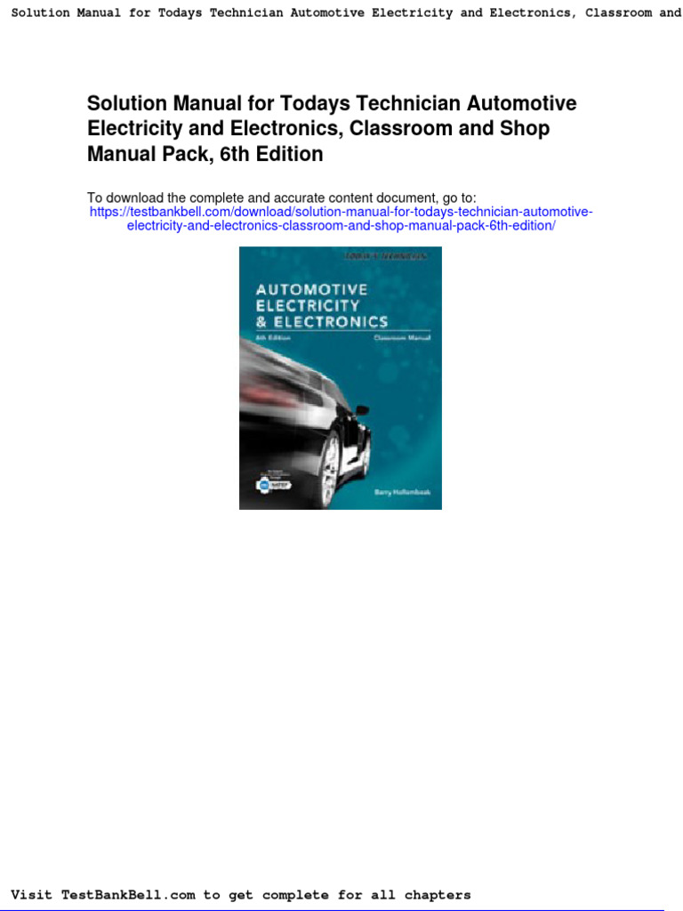 Solution Manual For Todays Technician Automotive Electricity and