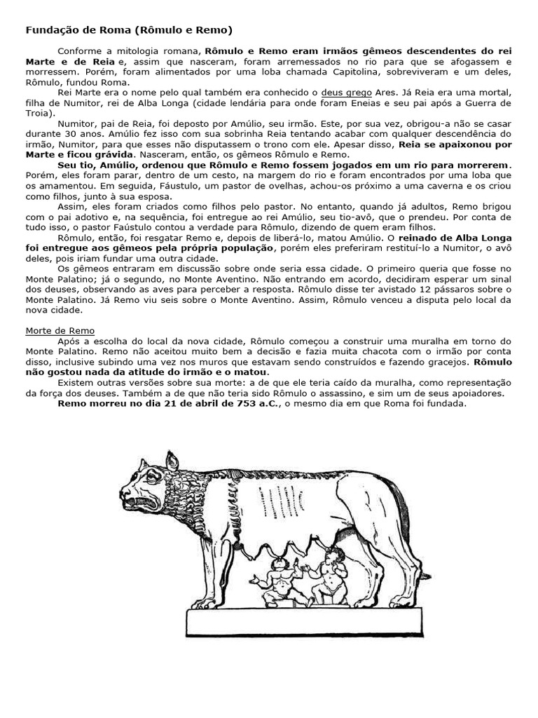 Rômulo e Remo | PDF | Rômulo e Remo | Mitologia romana