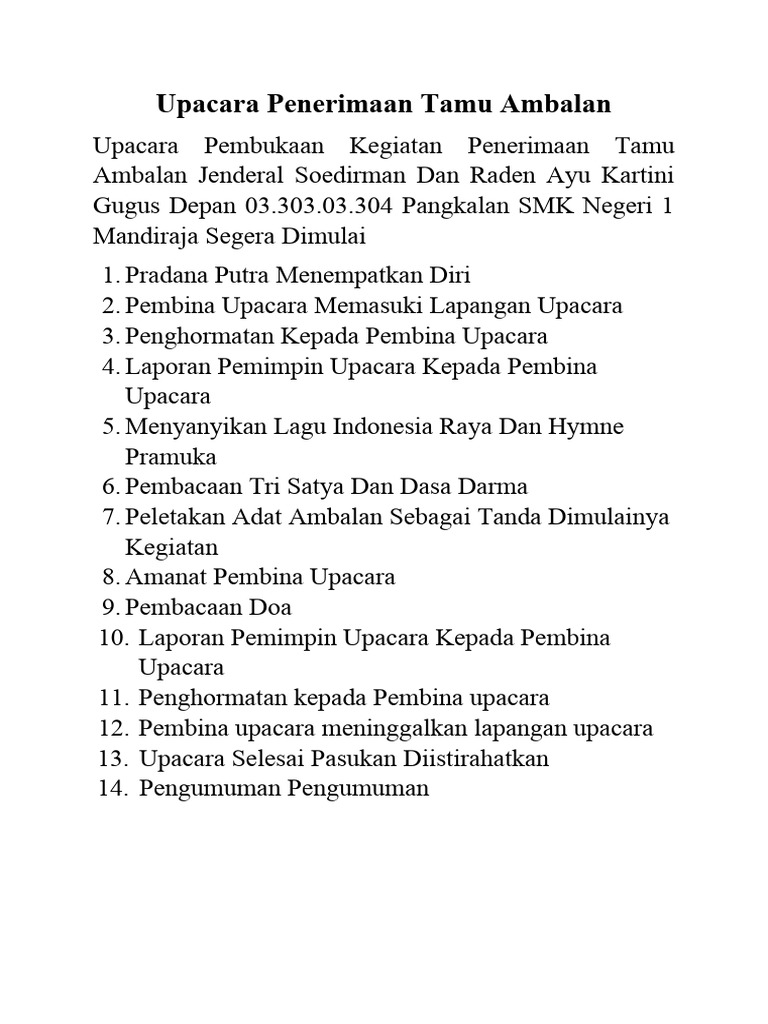 Tata Upacara Penerimaan Tamu Ambalan 2023 (3 | PDF