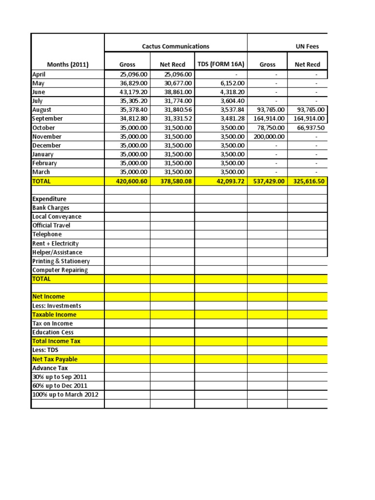 Monthly Income and Tax Summary | PDF