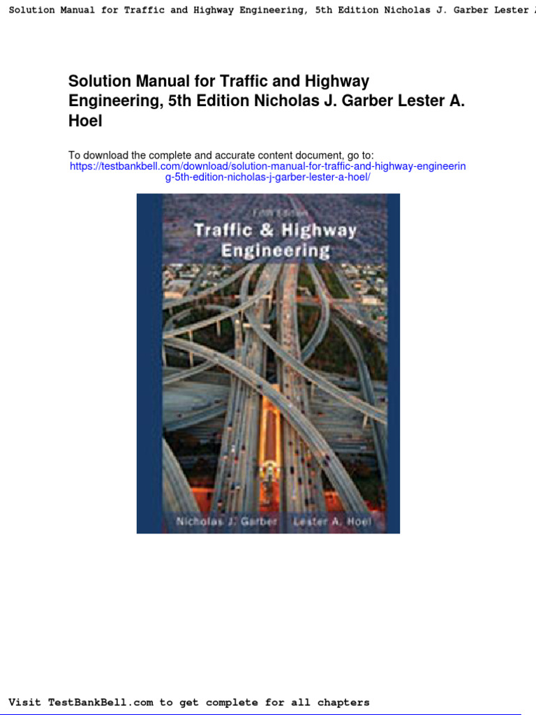 Solution Manual For Traffic and Highway Engineering 5th Edition