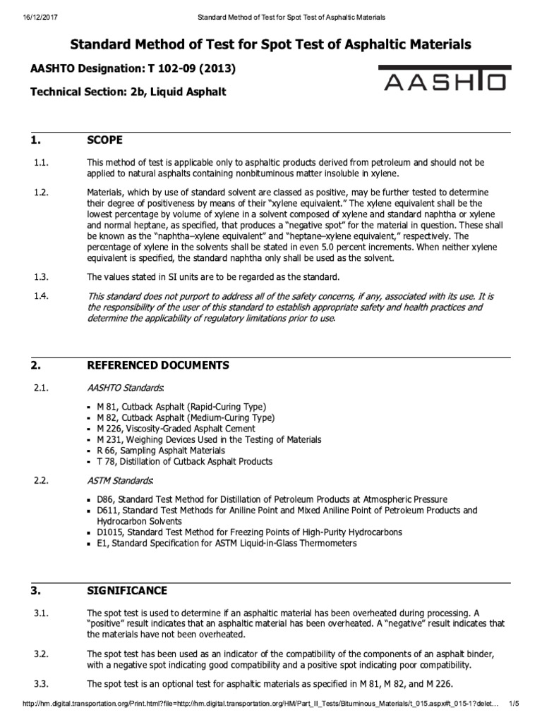 R122-5 Spot Test Procedure Guide | PDF