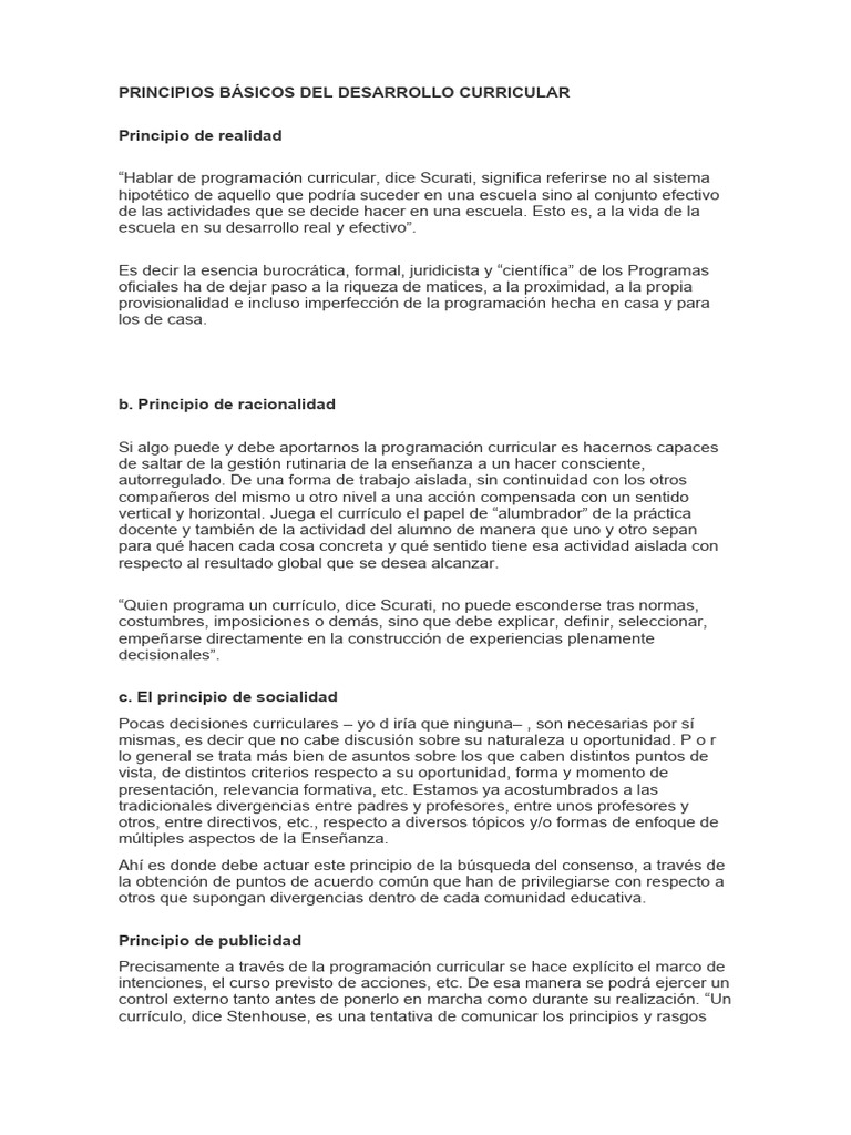 PRINCIPIOS BÁSICOS DEL DESARROLLO CURRICULAR (1) | PDF | Plan de estudios