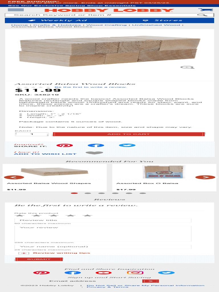 Assorted Balsa Wood Blocks Hobby Lobby 348219 PDF