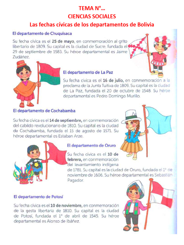 LAS FECHAS CIVICAS DE LOS DEPARTAMENTOS DE BOLIVIA PDF