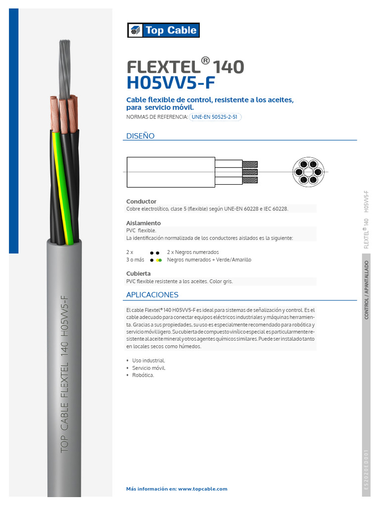 TOPCABLE - FLEXTEL - 140 - H05VV5-F (Control Esistente A Los Aceites ...
