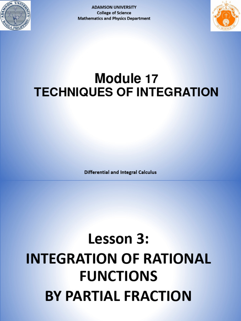 Week 15 part 3 integration by partial fractions pdf