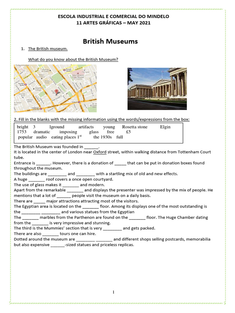 British Museums Worksheets | Download Free PDF | Museum | British Museum