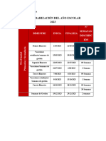 2023 - Calendarizacion