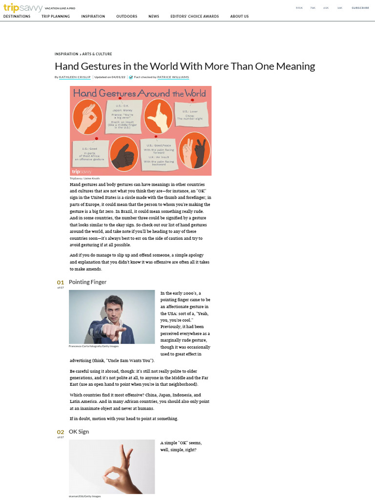 Hand Gestures With More Than One Meaning | PDF | Hand | Nonverbal ...