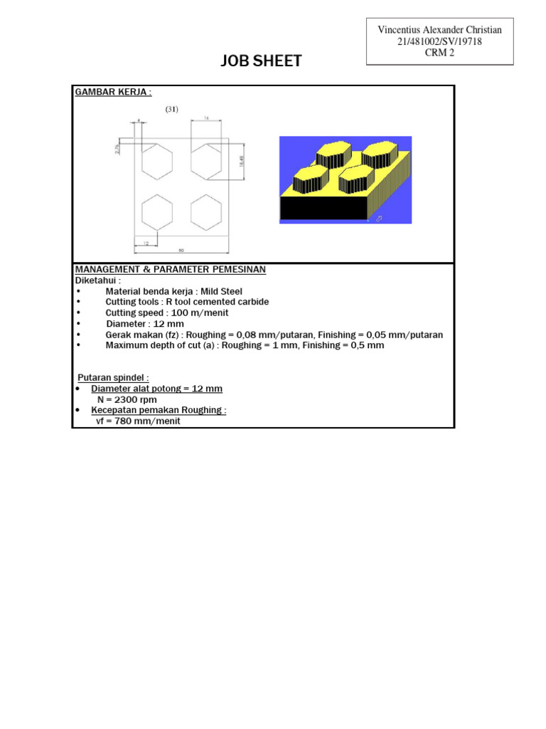 Job Sheet Cam | PDF | Secondary Sector Of The Economy | Industrial ...