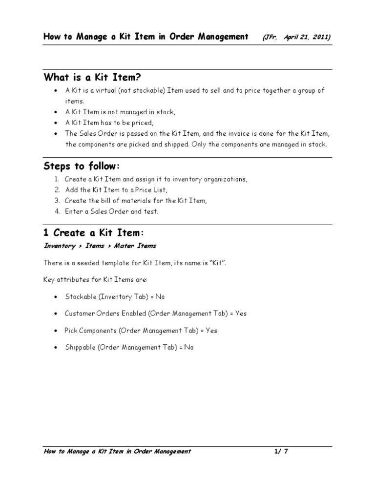 Managing Kit Items in Order Management | PDF | Invoice | Inventory