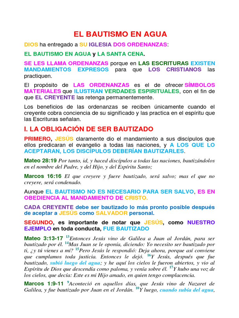 Importancia del Bautismo en Agua | PDF | Bautismo | Jesús
