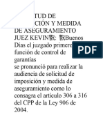 Solicitud de Imposición y Medida de Aseguramiento