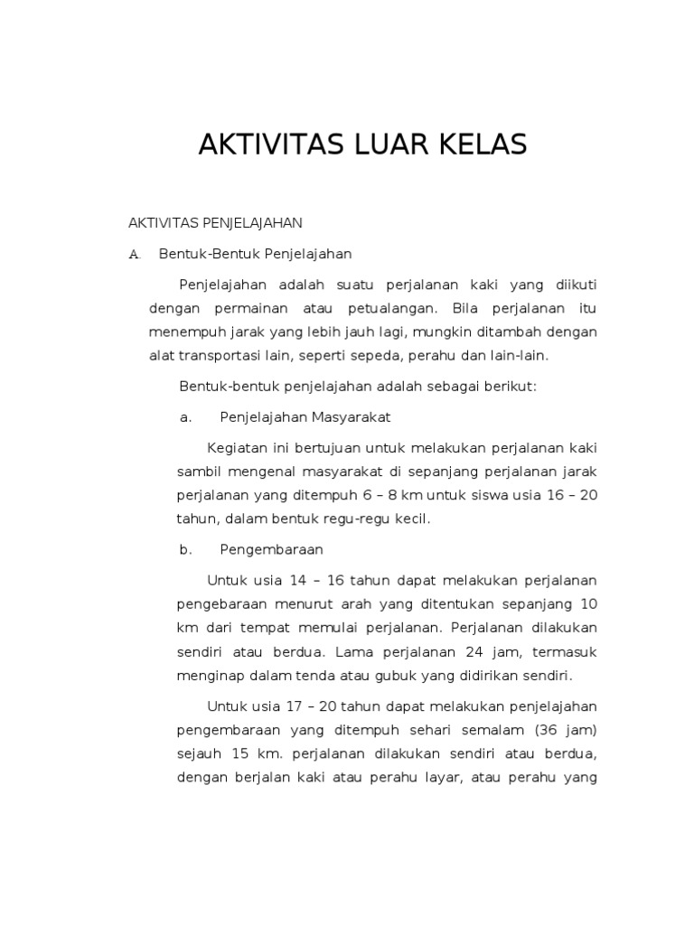 Aktivitas Luar Kelas Dan Pola Hidup Sehat