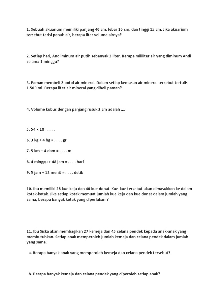 Soal Cerdas Cermat Matematika Sd