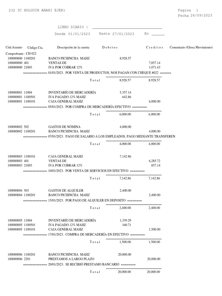 Asientos Contables de Ventas y Gastos | PDF | Bancos | Dinero