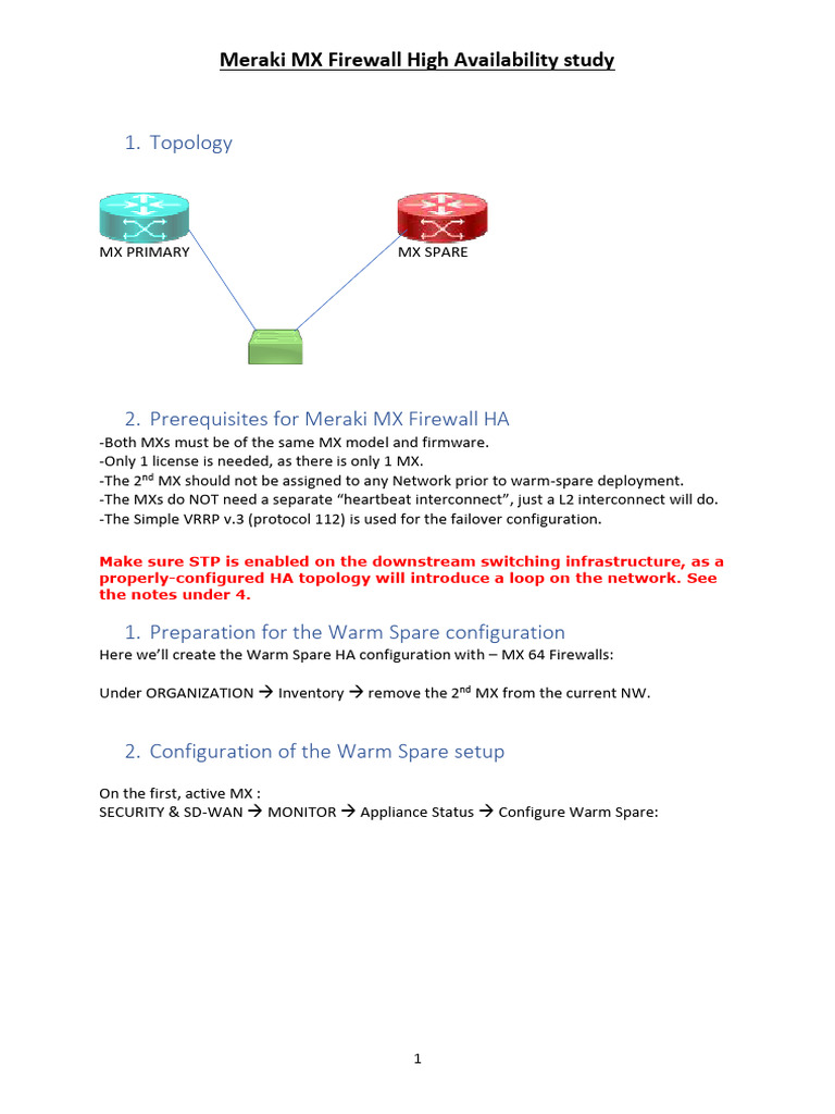 Meraki MX High Availability Configuration Guide | PDF | Ip Address ...