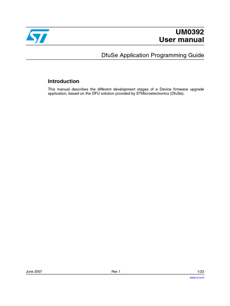 DfuSe Programming Guide for STMicroelectronics | PDF | Device Driver ...
